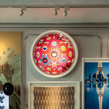 Takashi Murakami (b. 1962), 2015’. Acrylic on canvas, stretched over board. Diameter 100 cm (39⅜ in). Price on request. Offered in Expanding Horizons From European Decorative to Contemporary Arts, until 10 August 2021, Christie’s private sale