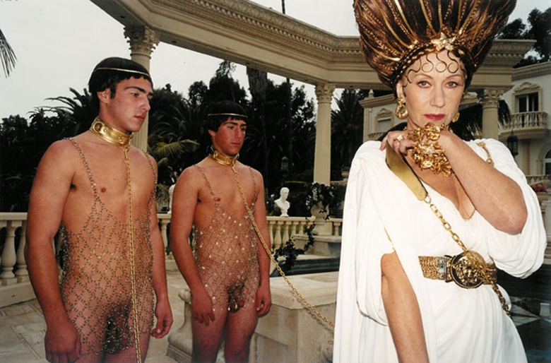 Helen Mirren in the X-rated 2005 trailer made by Francesco Vezzoli to promote a fictitious remake of the notorious 1979 movie, Caligula. 35mm film transferred to video, colour, sound, 530 min. The Solomon R. Guggenheim Museum, New York; Castello di Rivoli Museo d’Arte Contemporanea, Rivoli (Turin); Tate Modern, London and Ludwig Museum, Cologne. Photo Matthias Vriens