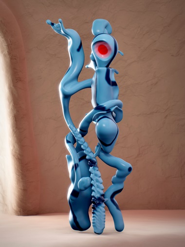 Misha Kahn, I Present to You (Coat Rack), 2021. Non-fungible token printable 3D model (FBX with vertex colours) together with an MP4 of 000008 seconds (2048 x 2048 pixels). Estimate unknown. Offered in Misha Kahn Furniture Unhinged on 18-24 August 2021 at Christie’s Online