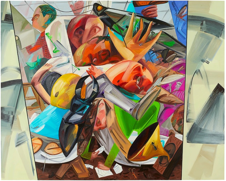 达娜·舒茨 （1976年生），《升降机》，油彩 画布，345.4 x 431.8 公分，2017年作。此拍品于2020年12月香港-纽约：现当代联合夜拍中以50,050,000港元成交，刷新艺术家拍卖纪录