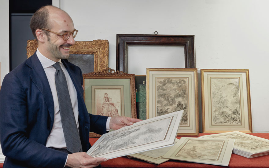 Specialist Stijn Alsteens with a group of drawings by Jean-Honoré Fragonard (1732-1806), sold on 26 January 2021, Online