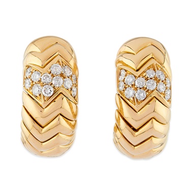 Parentesi Gold and diamond earrings, by Bulgari