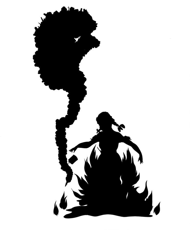 Kara Walker (b. 1969), Burn, 1998. Cut paper and adhesive. Installation dimensions 92 x 48 in (233.7 x 121.9 cm). Estimate $60,000-80,000. Offered in Post-War and Contemporary Art Day Sale on 12 November 2021 at Christie’s in New York