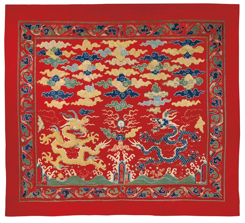 A recreation of how the carpet might have looked before its red brazilwood dye faded