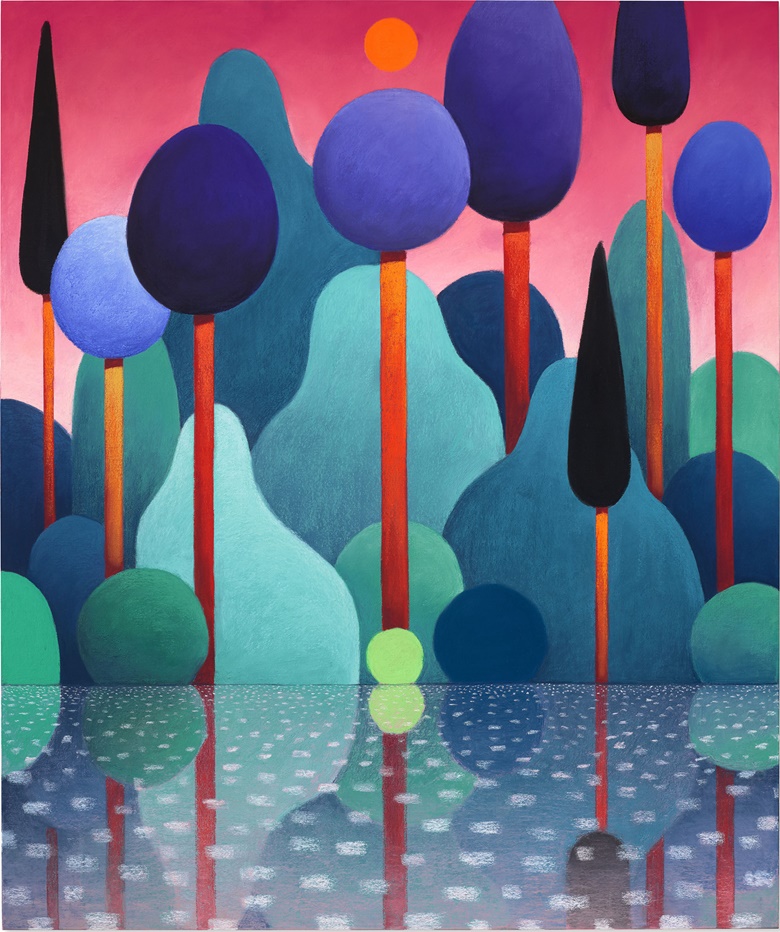 Nicolas Party (b. 1980), Landscape, 2021. Pastel on linen. Executed in 2021. 43 x 36 in (109.2 x 91.4 cm). Sold for $3,270,000 in 21st Century Evening Sale on 9 November 2021 at Christie’s in New York