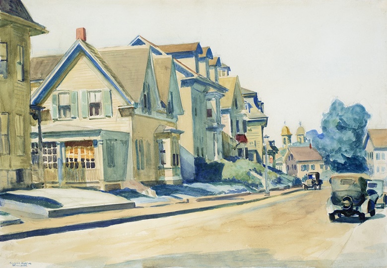 Edward Hopper, Prospect Street, Gloucester, 1928. Watercolour on paper. 14 x 20 in (35.6 x 50.8cm). Estimate $1,500,000-2,500,000. Offered in American Art on 18 November 2021 at Christies in New York