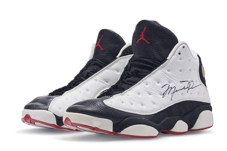 A pair of Michael Jordan game-worn and signed Air Jordan XIII ‘Hes Got Game’ Sneakers. Nike, 1998. Estimate $300,000-500,000. Offered in Handbags x Hype The Luxury Remix on 24-29 November 2021 at Christies online