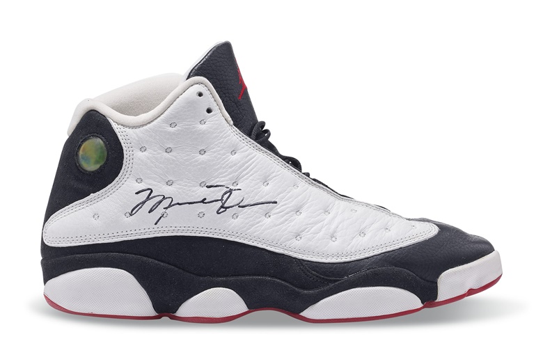 A pair of Michael Jordan game-worn and signed Air Jordan XIII ‘Hes Got Game’ Sneakers. Nike, 1998. Estimate $300,000-500,000. Offered in Handbags x Hype The Luxury Remix on 24-29 November 2021 at Christies online