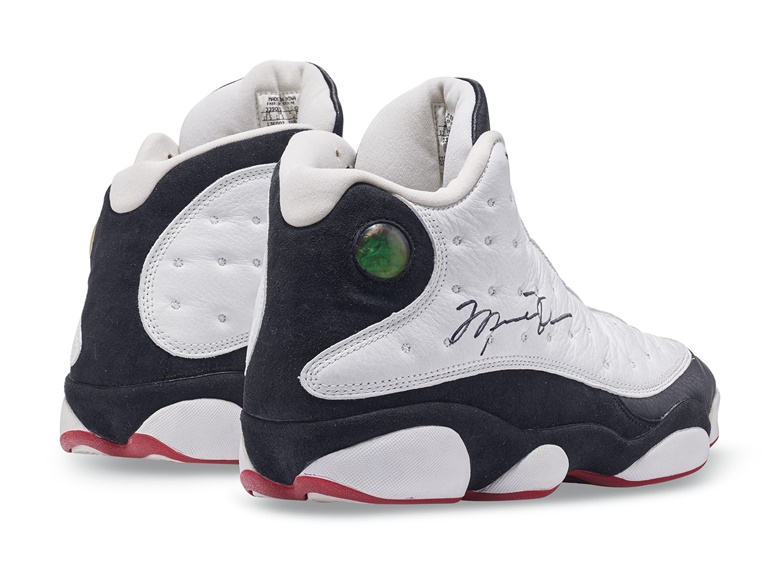 A pair of Michael Jordan game-worn and signed Air Jordan XIII ‘Hes Got Game’ Sneakers. Nike, 1998. Estimate $300,000-500,000. Offered in Handbags x Hype The Luxury Remix on 24-29 November 2021 at Christies online