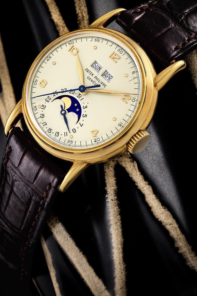 Patek Philippe, an 18K gold perpetual calendar wristwatch with sweep centre seconds and moon phases, ref. 2497, manufactured in 1951. Estimate HK$13,200,000-23,500,000. Offered in Timeless Marvels at Christie’s in Hong Kong on 27 November 2021