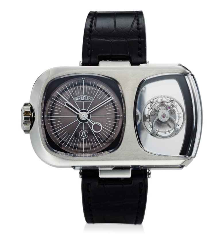 Angelus, U10 Lumiere Tourbillon c. 2015. Limited Edition 625. Stainless steel. Case Diameter 63mm x 38mm. Estimate $50,000-80,000. Offered in Christie’s Fine Watchmaking Important Timepieces and the Independent Collection at Christie’s online