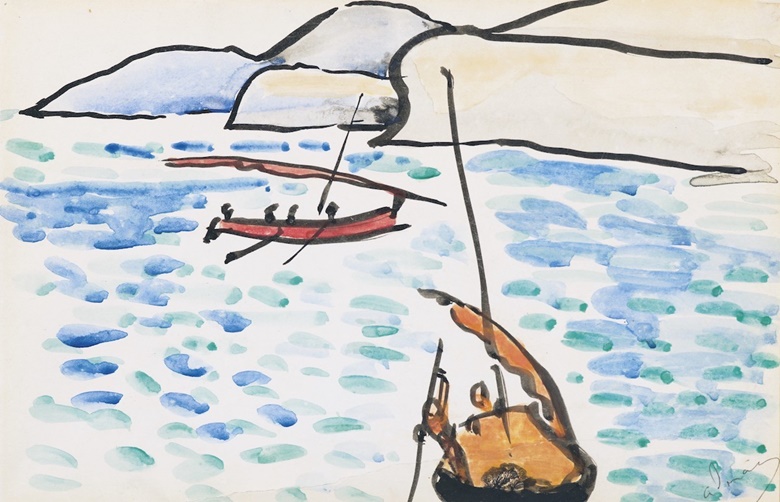 André Derain (1880-1954), Voiliers, 1905. Watercolour and brush and india ink on paper. 7½ x 11½  in (18 x 29.2  cm). Estimate $40,000-60,000. Offered in Impressionist and Modern Art Works on Paper Sale on 13 November 2021 at Christie’s in New York