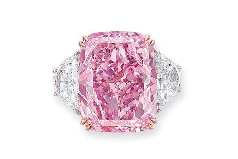 Magnificent coloured diamond and diamond ring. Sold for HK$223,412,500 on 23 May 2021 at Christie&rsquo;s in Hong Kong