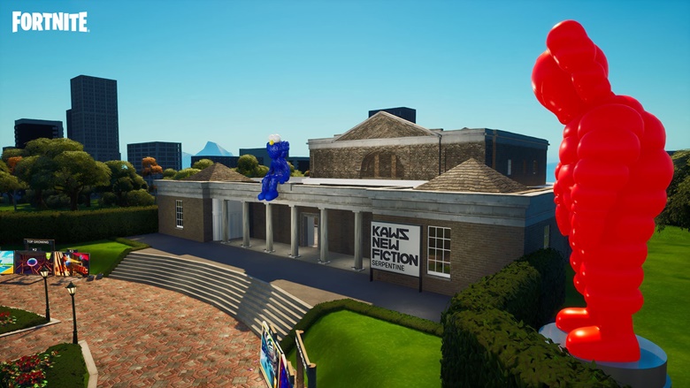 KAWS NEW FICTION as seen in the virtual world of Fortnite. © Epic Games