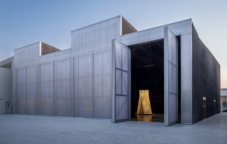 Concrete, a multi-displinary space in Alserkal Avenue designed by OMA. Artwork While We Wait, 2017, by architects Elias & Yousef Anastas. Photo Musthafa Aboobacker. Courtesy of Alserkal Avenue