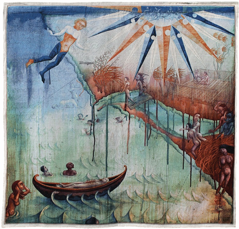 Roger Mortimer (b. 1956), Wanganui 2, 2021. Jacquard weaving, cotton and synthetic threads. 63⅛ x 29⅞ (163 x 76 cm). Estimate €12,000-18,000. Offered in OCEANIA NOW  Contemporary Art from the Pacific  Online, 11 February–1 March