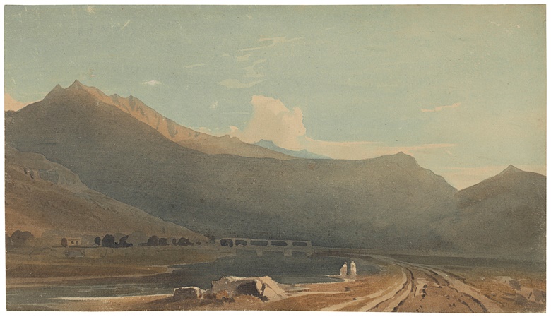 John Varley (1778-1842), Cader Idris, Snowdonia, Wales. Pencil and watercolour on paper. 8¾ x 15½ in (22.2 x 39.3 cm). Sold for £9,450 on 24 March 2022, Online