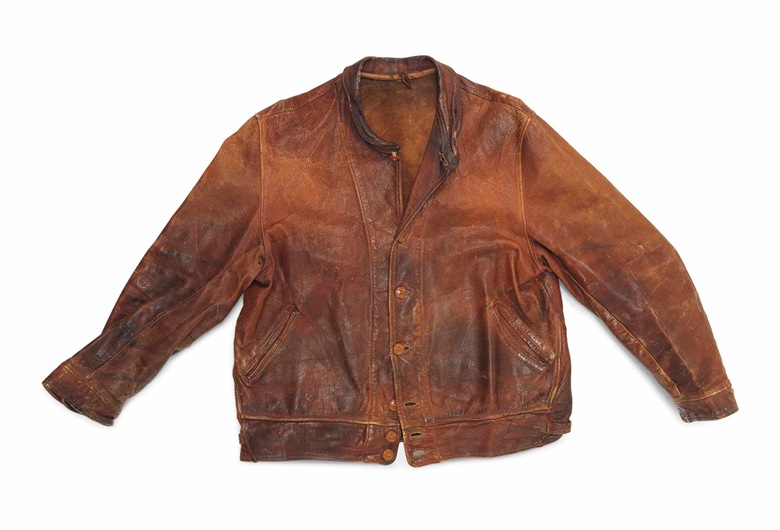 Albert Einstein (1879-1955), A brown leather ‘Cossack’ jacket by Levi, Strauss & Co., c.1935. Sold for £110,500 on 13 July 2016 at Christie’s in London