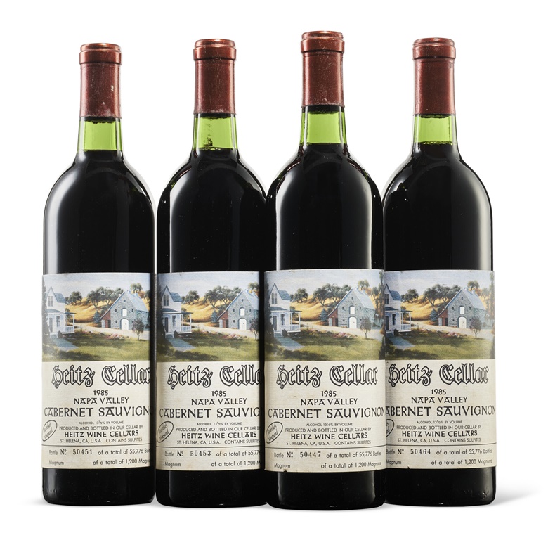 Heitz Cellars, Marthas Vineyard Cabernet Sauvignon 1985, 4 bottles per lot. Sold for $1,750 in Finest & Rarest Wines Including a Collaboration with Grapes for Humanity Global Charity Foundation on 15-29 March 2022 at Christie’s Online