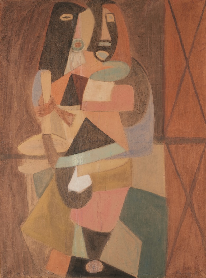 Wifredo Lam (1902-1982), Le Couple, c. 1938. Gouache on paper laid on canvas. 51⅛ x 37⅝ in (130 x 95.5 cm). Estimate €100,000-150,000. Offered in Une passion surréaliste Collection Inna & Boris Salomon on 30 March at Christies in Paris