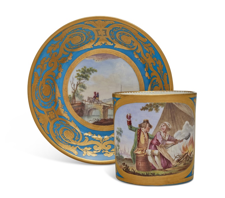 A Sèvres porcelain ‘bleu céleste’ cup and saucer, circa 1780. Sold for $5,040 on 5 April 2022 at Christie’s Online