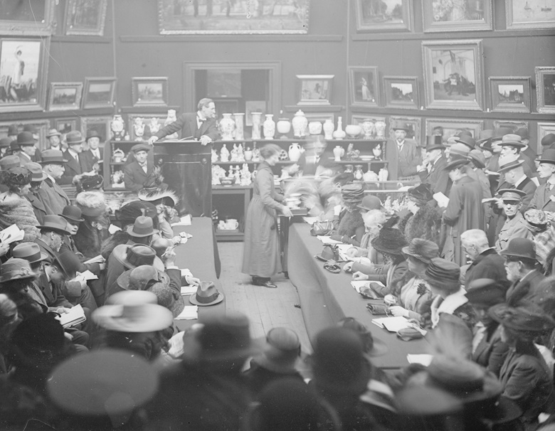 The Red Cross auctions at Christie’s in 1918 raised tremendous sums in support of the charity’s work. Photo A. R. Coster  Topical Press Agency  Getty Images