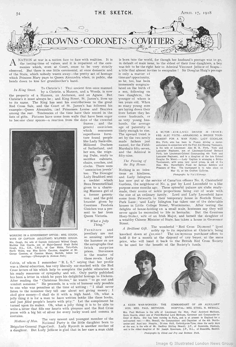 A newspaper report on the sale of the Red Cross Diamond at Christie’s in April 1918. Photo © London Illustrated London News Group  Mary Evans Picture Library