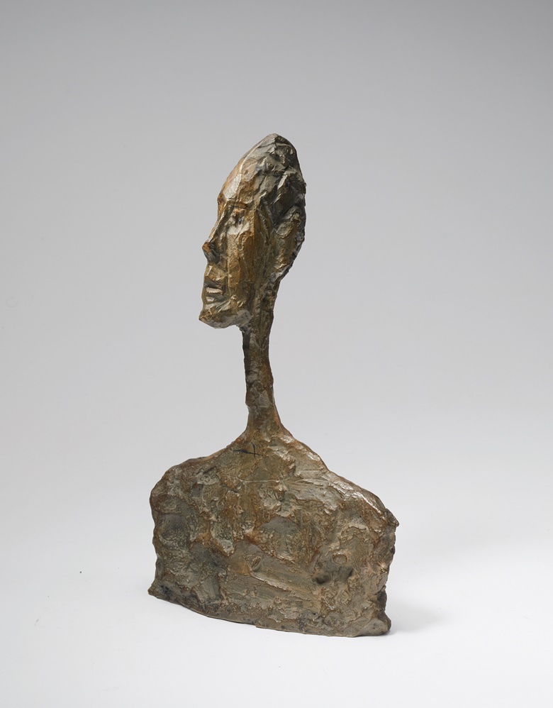 Alberto Giacometti (1901-1966), Petit buste dhomme, 1950. Painted bronze. 8¾ in (22.1 cm). Estimate £2,500,000-4,100,000. Offered in Collection Jacqueline Matisse Monnier on 13 April 2022 at Christies in Paris