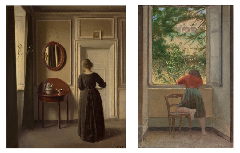 Left Vilhelm Hammershøi (1864-1916), Stue (Interior with an Oval Mirror), 1900. Oil on canvas. 21⅝ x 18⅛ in (55 x 46 cm). Estimate $1,500,000-2,500,000. Right Balthus (1908-2001), Jeune fille à la fenêtre, 1955. Oil and Casein on canvas. 76¾ x 51¼ in (195 x 130 cm). Estimate $4,000,000-6,000,000. Both offered in The Collection of Anne H.