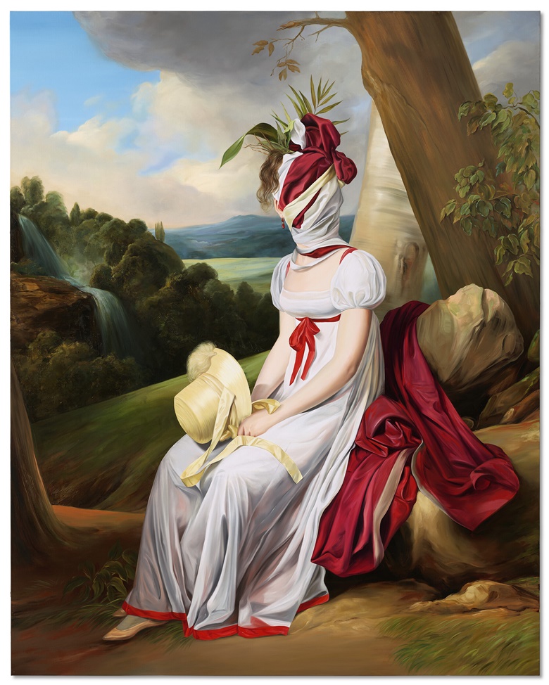 Ewa Juszkiewicz (b. 1984), Portrait of a Lady (After Louis Leopold Boilly), 2019. Oil on canvas. 78⅝ x 63 in (200 x 160 cm). Sold for $1,560,000 on 10 May 2022 in 21st Century Evening Sale at Christies in New York