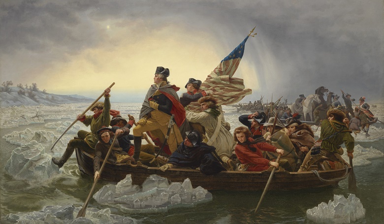 Emanuel Leutze (1816-1868), Washington Crossing the Delware, 1851. Oil on canvas. 40 x 60 in (101.6 x 172.7 cm). Sold for $45,045,000 on 12 May 2022 in 20th Century Evening Sale at Christies in New York