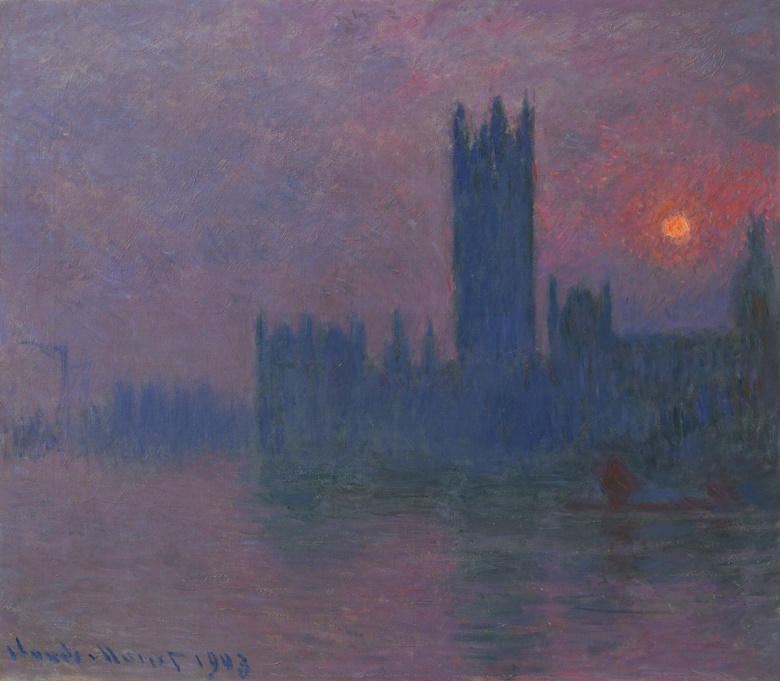 Claude Monet (1840-1926), Le Parlement, soleil couchant, 1900-1903. Oil on canvas. 32 x 36¼ in (81.2 x 92 cm). Sold for $75,960,000 in The Collection of Anne H. Bass on 12 May 2022 at Christies in New York