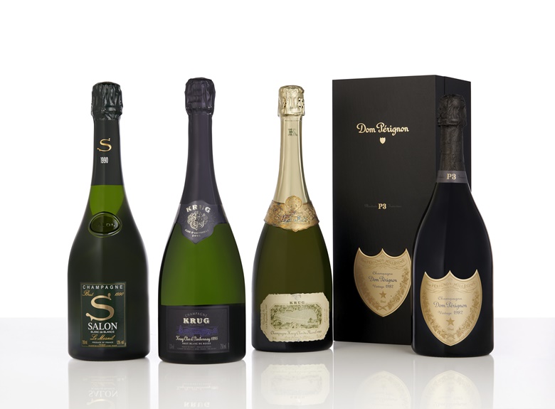 Dom Pérignon P3, Krug Clos d’Ambonnay, Krug Clos du Mesnil, Salon Le Mesnil Blanc de Blancs, 1982, 1995, 1989, 1990. Estimates HK$30,000-40,000; HK$32,000-42,000; HK$35,000-48,000; HK$48,000-65,000; All offered in The Visionary’s Spectacular Cellar — Sold to further the impact of London Business School on 21 May at Christie’s in Hong Kong