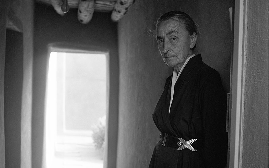 Portrait of American artist Georgia OKeeffe (1887 - 1986) as she leans in a doorway, New Mexico, 1961. (Photo by Todd WebbGetty Images)
