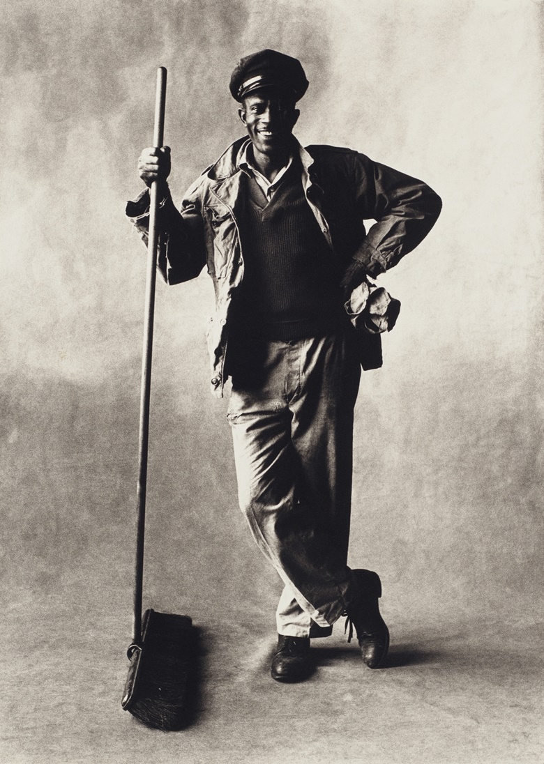 Irving Penn (1917-2009), Station Sweeper, New York, 1951. Platinum-palladium print. 25⅝ x 17¾ in (65 x 45 cm). Estimate €70,000-90,000. Offered in Photographies on 24 May at Christie’s Paris