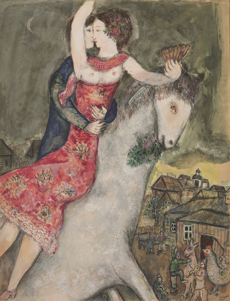 Marc Chagall (1887-1985), LÉcuyère; étude, 1931. Gouache and pencil on paper laid down on board. 64 x 48.8 cm. (25 1⁄4 x 19 1⁄4 in.). Estimate €1,000,000-1,500,000. Offered in Le Grand Style An apartment on the Quai dOrsay designed by Alberto Pinto, 30 June at Christies Paris.
