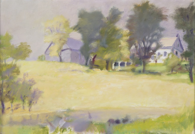 Wolf Kahn (1927-2020), On the Jenck’s Farm II, 1974. Oil on canvas. 22 x 32 in (55.9 x 81.3 cm). Offered in Nature Abstracted Vivian Springford, Wolf Kahn and Emily Mason until 26 June 2022