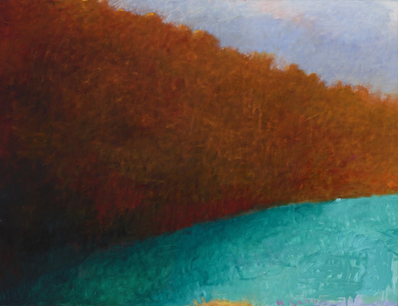 Wolf Kahn (1972-2020), A Slight Curve at The Meadow’s Edge, 1989. Oil on canvas. 52 ¼ x 68 in (132.7 x 172.7 cm). Offered in Nature Abstracted Vivian Springford, Wolf Kahn and Emily Mason until 26 June 2022