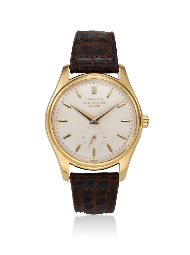 Patek Philippe. An 18k yellow gold 1st series enamel dial wristwatch retailed and signed by Tiffany & Co. Reference no. 2526J, circa 1953. Sold for $144,900 on 9 June 2022 at Christie’s in New York
