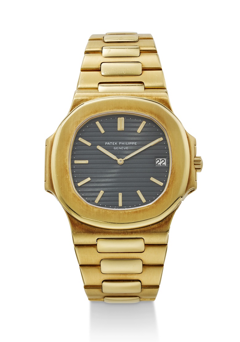 Patek Philippe. A Nautilus ‘Jumbo’ 18k yellow gold bracelet wristwatch with date. Ref. no. 3700, movement no. 1’307’982, case no. 558’624, circa 1982. Sold for $252,000 on 9 June 2022 at Christie’s in New York