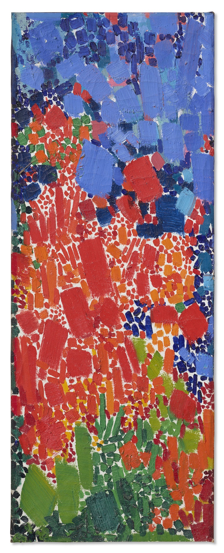 Lynne Drexler (1928-1999), Untitled, 1961. Oil on canvas. 26 x 10 in (66 x 25.4 cm). Sold for $302,400 in First Open  Post-War & Contemporary Art on 20 July 2022 at Christie’s Online