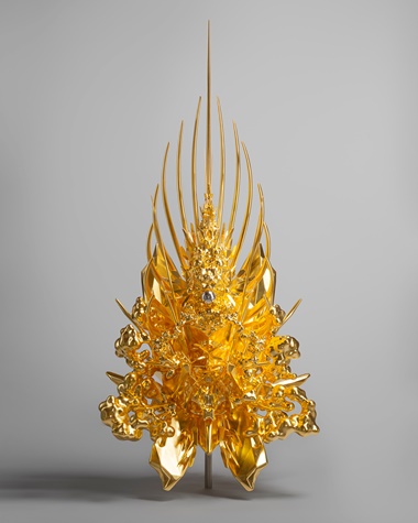 Kohei Nawa (b. 1975), Throne (gp_pyramid), 2019. Mixed media. 155.2 x 72.6 x 49.5 cm. From an edition of 10. © Kohei Nawa. Courtesy of the artist and Arario Gallery