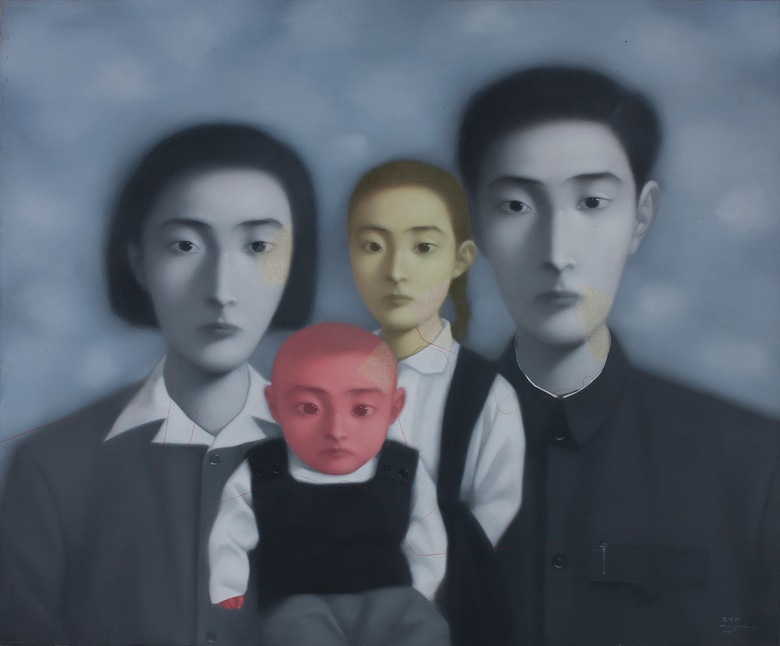 Zhang Xiaogang (b. 1958), Bloodline – Big Family No. 17, 1998. Oil on canvas, 149 x 180.2 cm. M+ Sigg Collection, Hong Kong. By donation. © Zhang Xiaogang