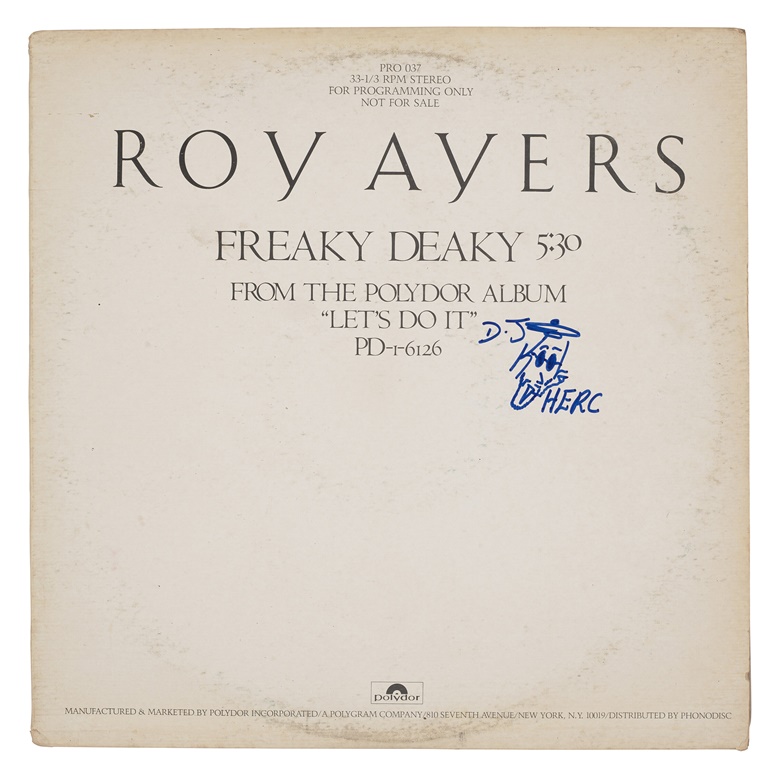 Freaky Deaky, Roy Ayers, 1978. Vinyl Record. London Released by Polydor Records. Estimate $300-500. Offered in DJ Kool Herc & the Birth of Hip-Hop from 4-18 August 2022 at Christies Online