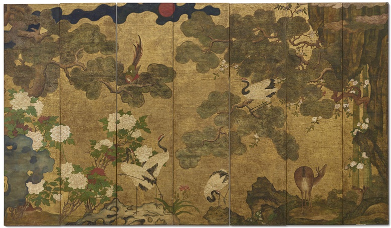 Fourteen-panel screen. Ink, colour and gold on paper, Korea, 19th–20th century. Panel 241.5 x 61 cm (95⅛ x 24 in). Estimate €40,000-60,000. Offered in Collections on 28 October at Christie’s Paris