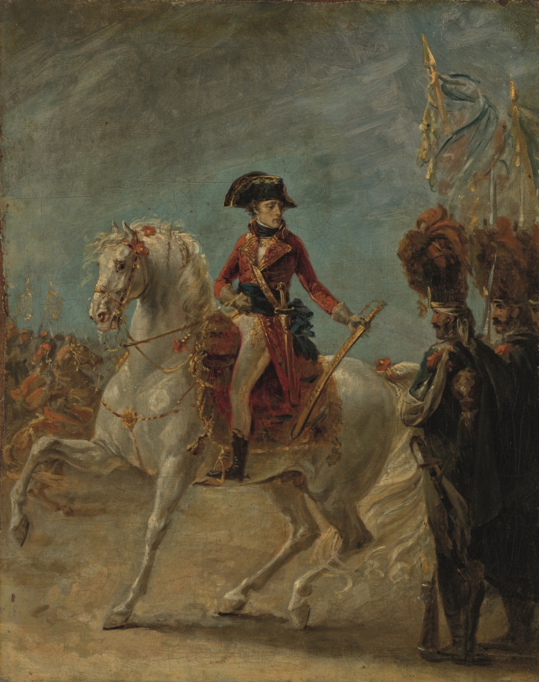 Baron Antoine-Jean Gros, Général Bonaparte Presenting the Weapon of Honour to the Grenadiers of the Guard after the Battle of Marengo. Oil on canvas. 42 x 33cm (16½ x 13 in). Estimate €80,000–120,000. Offered in Collections on 28 October at Christie’s Paris