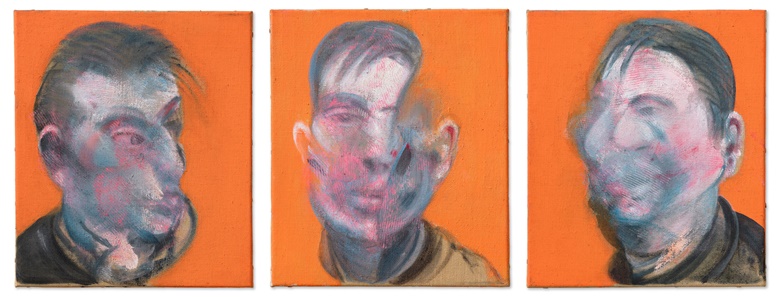 Francis Bacon (1909-1992), Three Studies for Self-Portrait, 1979. Triptych — oil on canvas. Each 14 x 12 in (35.6 x 30.5 cm). Sold for $29,015,000 in Visionary The Paul G. Allen Collection on 9 November 2022 at Christies in New York