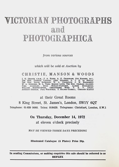 The catalogue of the first ever photographs (and photographica) sale at Christie’s in London on 14 December 1972