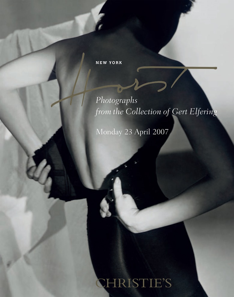 Catalogue cover for Horst Photographs from the Collection of Gert Elfering, Christie’s New York, 2007. Artwork Black Corset (for Vogue), Horst P. Horst, Vogue © Condé Nast, 1 February 1948