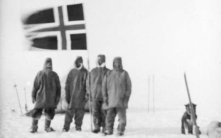 Roald Amundsen and the flag he auction at Christies